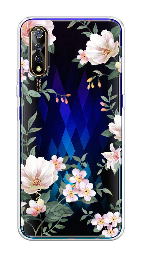 

Чехол на Vivo iQOO Neo/V17 Neo "Beautiful white flowers", Бежевый;зеленый, 262050-1