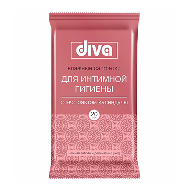 Салфетки влажные Diva intimate для интимной гигиены с экстрактом календулы 20 шт. травяной сбор календулы ки 50 г