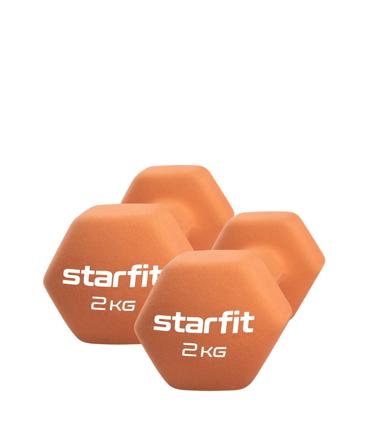 фото Гантель неопреновая starfit core db-201 2 кг, оранжевый пастель, пара