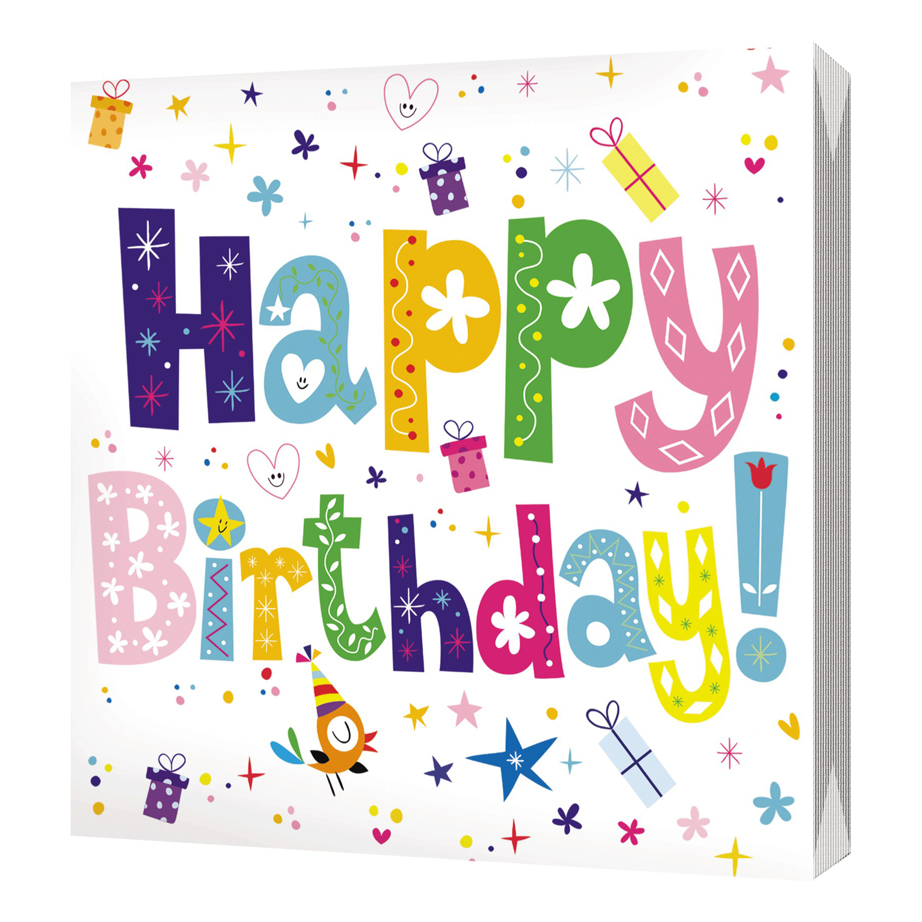 

Салфетки бумажные Bulgaree Green Happy Birthday 2 слоя 24х24 см 50 шт., Разноцветный;белый, Happy Birthday