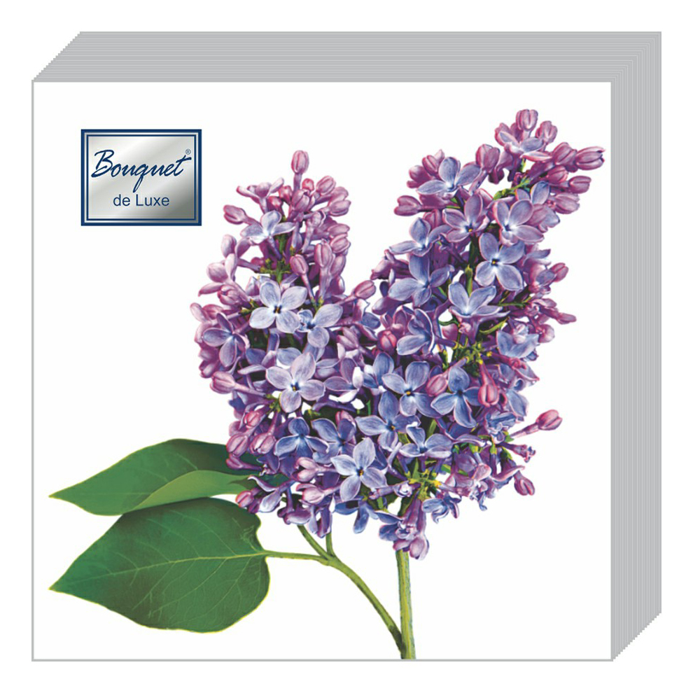

Салфетки бумажные Bouquet de Luxe Сирень трехслойные 25 шт., Белый;фиолетовый, De Luxe