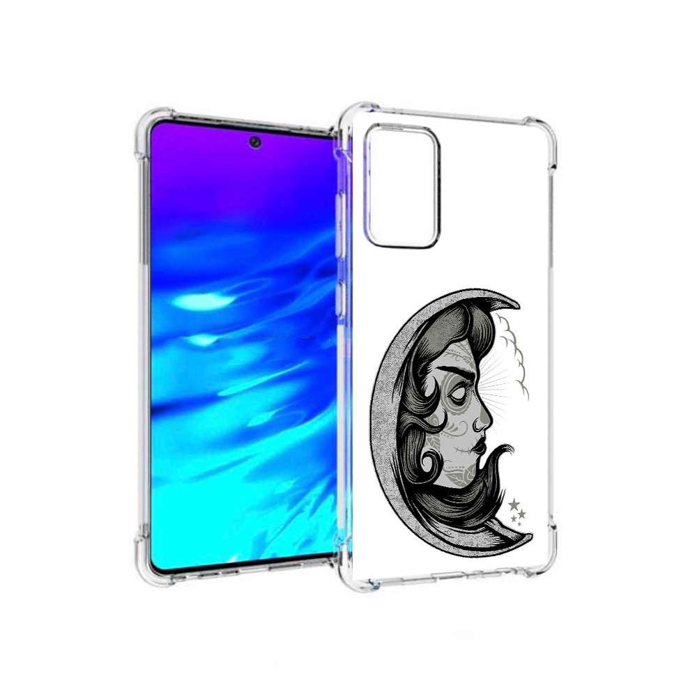 

Чехол MyPads Tocco для Samsung Galaxy A72 черно белая луна с лицом (PT158633.553.680), Прозрачный, Tocco