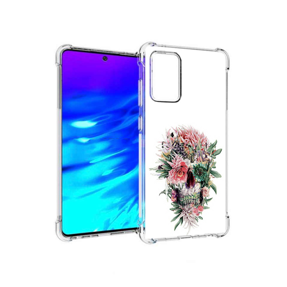 

Чехол MyPads Tocco для Samsung Galaxy A72 череп из цветов (PT158633.553.677), Прозрачный, Tocco