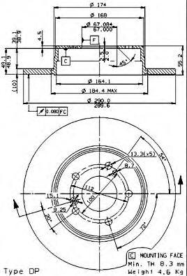 

Диск Торм.Зад.Меrсеdеs Е280-Е430 W210 BREMBO 08721121