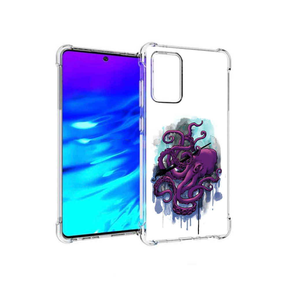 

Чехол MyPads Tocco для Samsung Galaxy A72 фиолетовый осьминог (PT158633.553.658), Прозрачный, Tocco