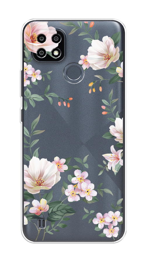 

Чехол на Oppo Realme C21Y/C25Y "Beautiful white flowers", Бежевый;зеленый, 2510950-1