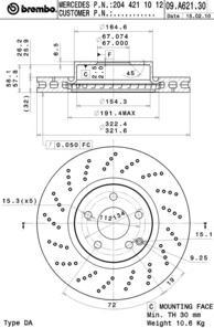 

Диск Торм.Пер. Меrсеdеs С-Сlаss W204 01/07=> BREMBO 09a62131
