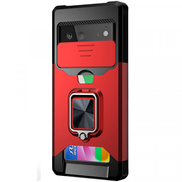 Чехол Epik Multi Case с кольцом, отделением для карты и шторкой камеры для Google Pixel 6