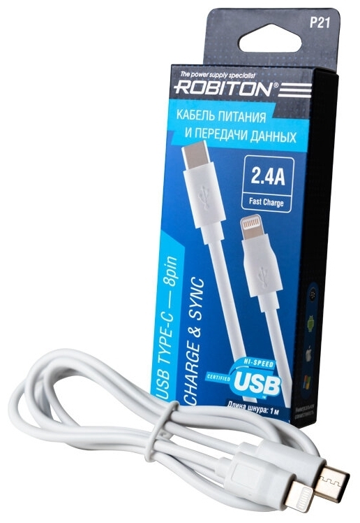 

ROBITON Robiton P21 USB TYPE-C - 8pin (AppleLightning), Charge&Sync,