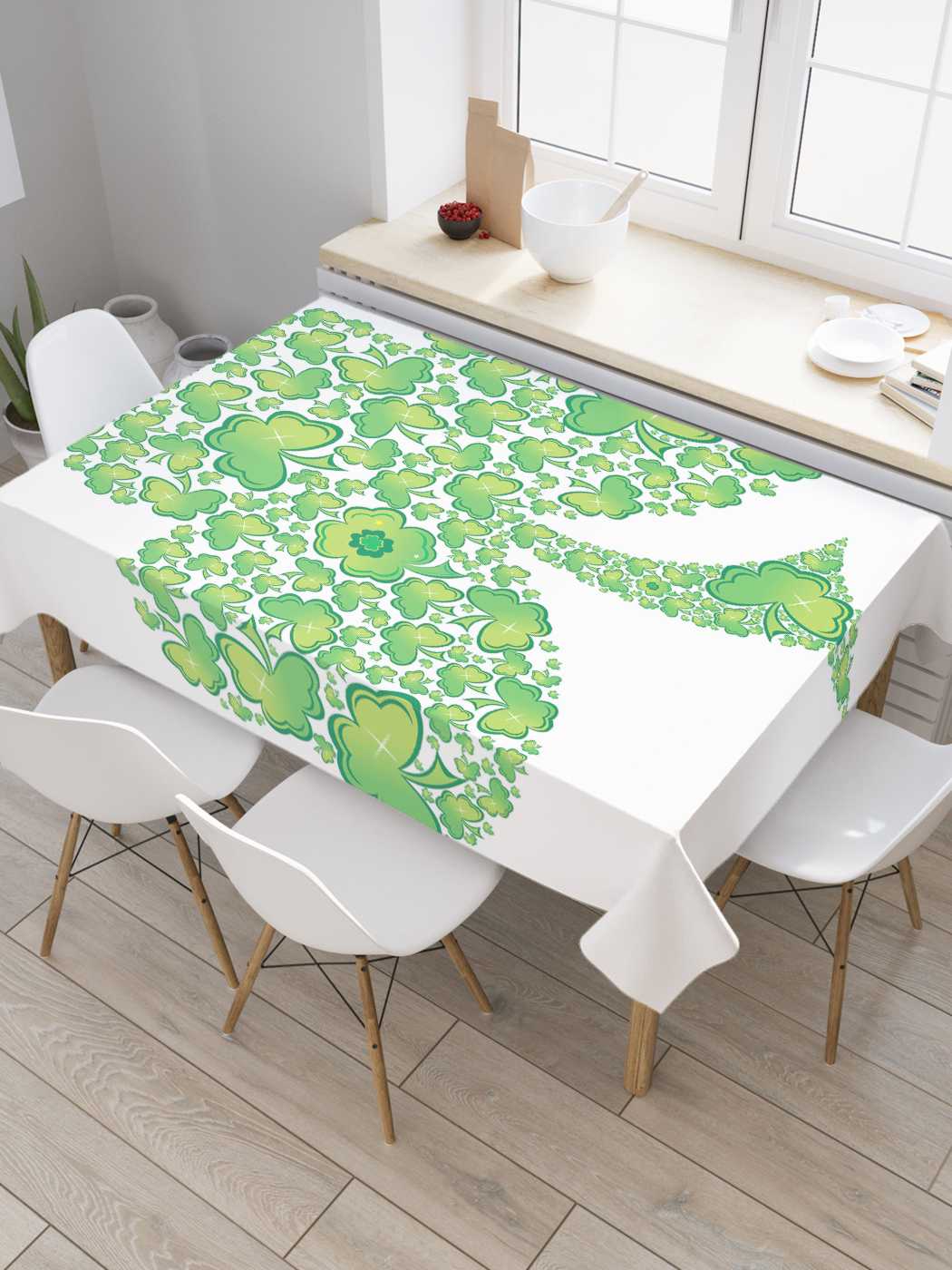 

Скатерть прямоугольная JoyArty "Дерево-клевер" из сатена, 180x145 см, Зеленый, Дерево-клевер