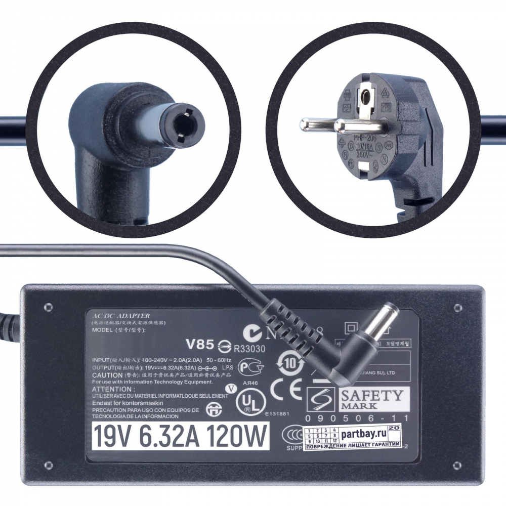 

AP.T3003.002 Блок питания для Asus 19V 6.32A 5.5x2.5mm 120W (совместимый), Черный
