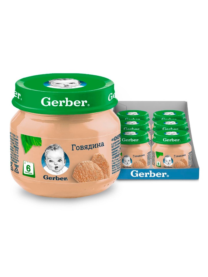 

Мясное пюре Gerber Говядина c 6 месяцев, 6 шт по 80 г, Говядина