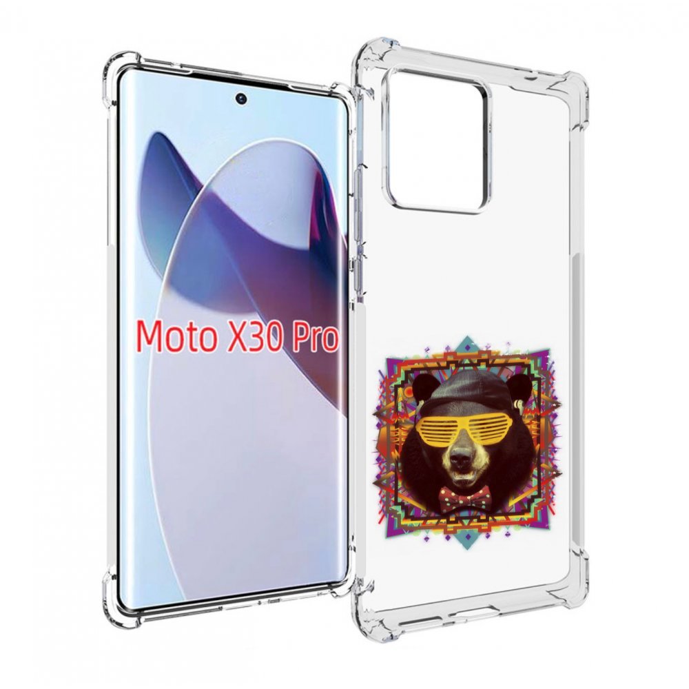 

Чехол MyPads Медведь в очках для Motorola Moto X30 Pro, Прозрачный, Tocco