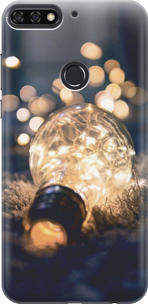 

Чехол на Honor 7C/7A Pro/Huawei Y6 Prime (2018) "Гирлянда в лампочке", Желтый;серый, 4504
