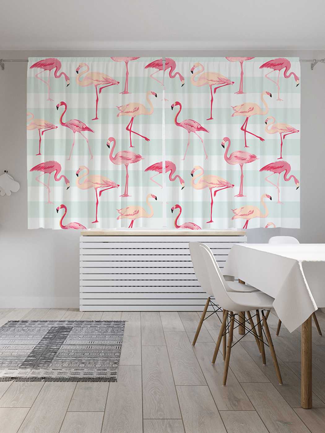 

Классические шторы JoyArty "Парад фламинго", серия Oxford DeLux, 2 полотна 145x180 см, Парад фламинго