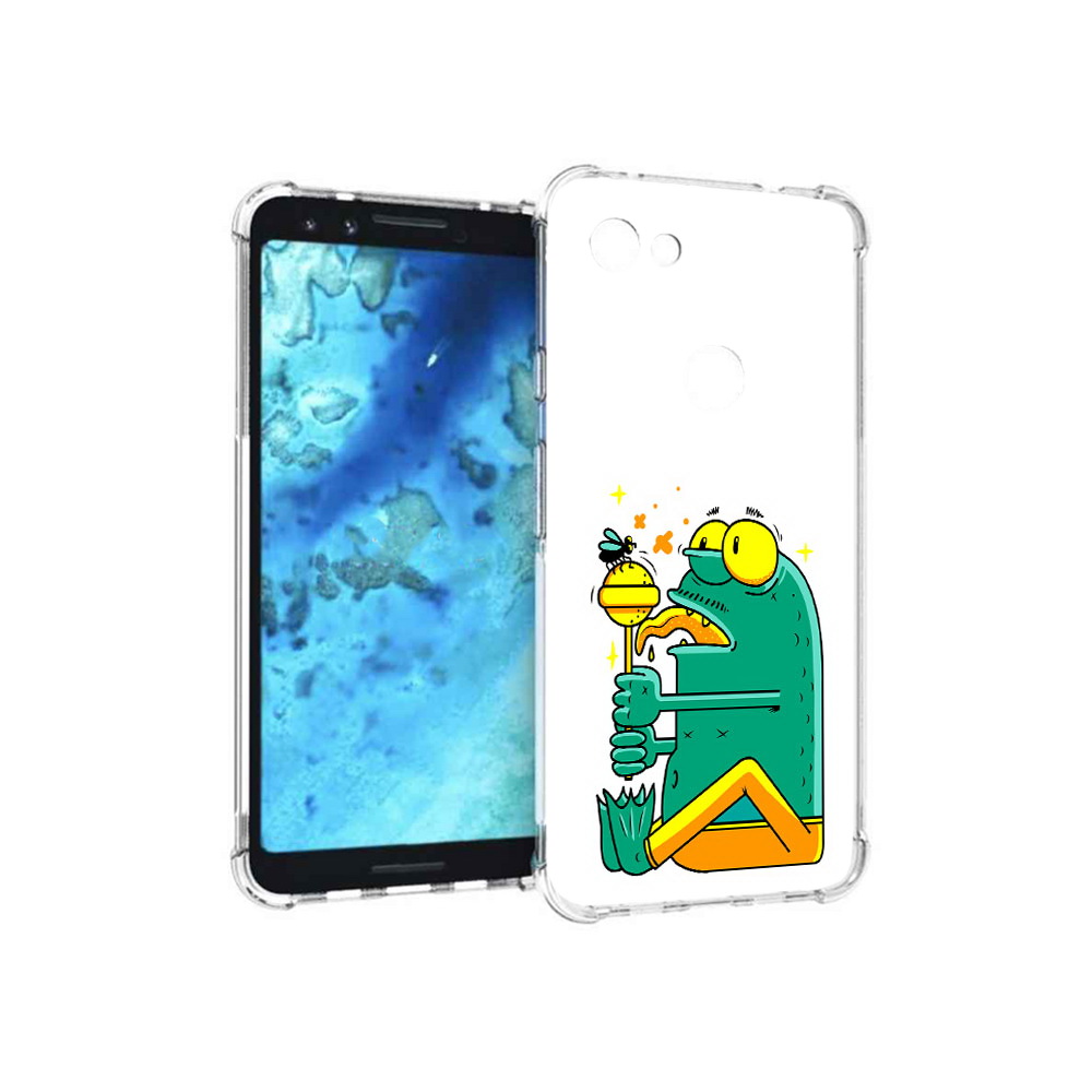 

Чехол MyPads Tocco для Google Pixel 3 Зеленая лягушка с чупа чупсом, Прозрачный, Tocco