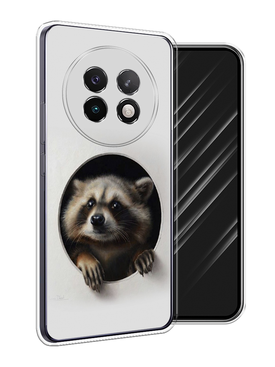 

Чехол Awog на Realme 13+ "Любопытный енот", Коричневый;черный;белый, 2518750-1