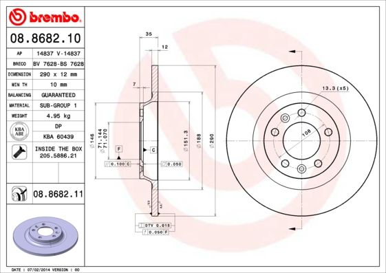 

Диск Тормозной Задний 290Mm Окрашенный BREMBO 08868211