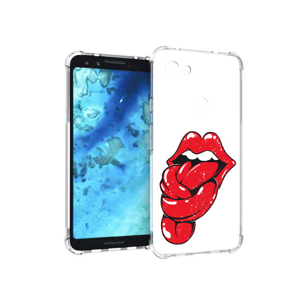 

Чехол MyPads Tocco для Google Pixel 3 яркие губы с языком, Прозрачный, Tocco