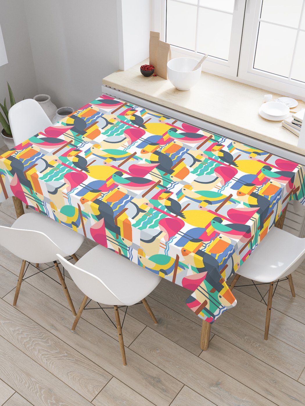 

Скатерть прямоугольная JoyArty "Геометрия тропических птиц" из оксфорда, 120x145 см, Красный, Геометрия тропических птиц