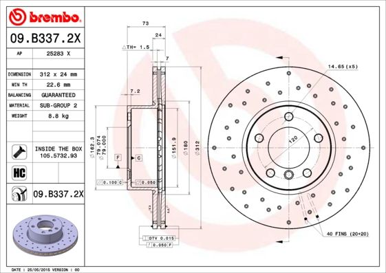 

Диск Тормозной Перфорированный Вrеmbо Хtrа BREMBO 09b3372x