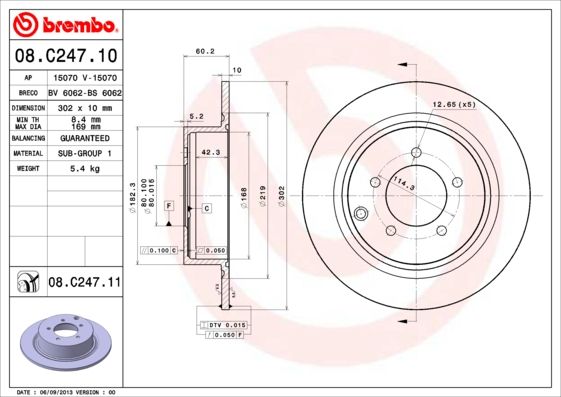 

Тормозной диск brembo задний UV Coated для Crysler Sebring 2008- 08c24711