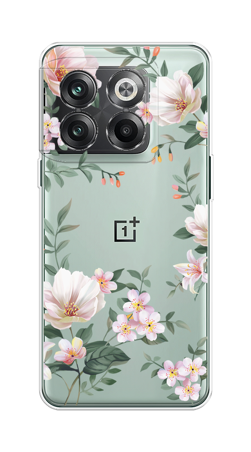 

Чехол на OnePlus 10T/Ace Pro "Beautiful white flowers", Бежевый;зеленый, 153350-1