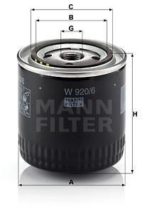 

Фильтр Масляный Mann W 920/6 MANN-FILTER арт. W 920/6