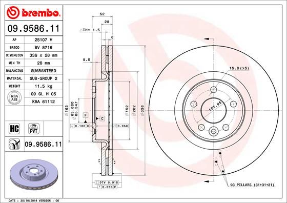 

Тормозной диск brembo передний окрашенный 336 мм 9958611