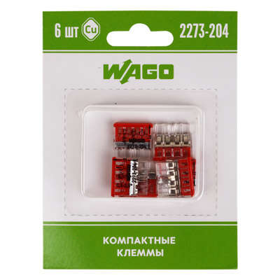 

Клемма 4-х проводн. для распред. короб. (без п) 2273-204 (уп.6шт) WAGO 07-5133-06