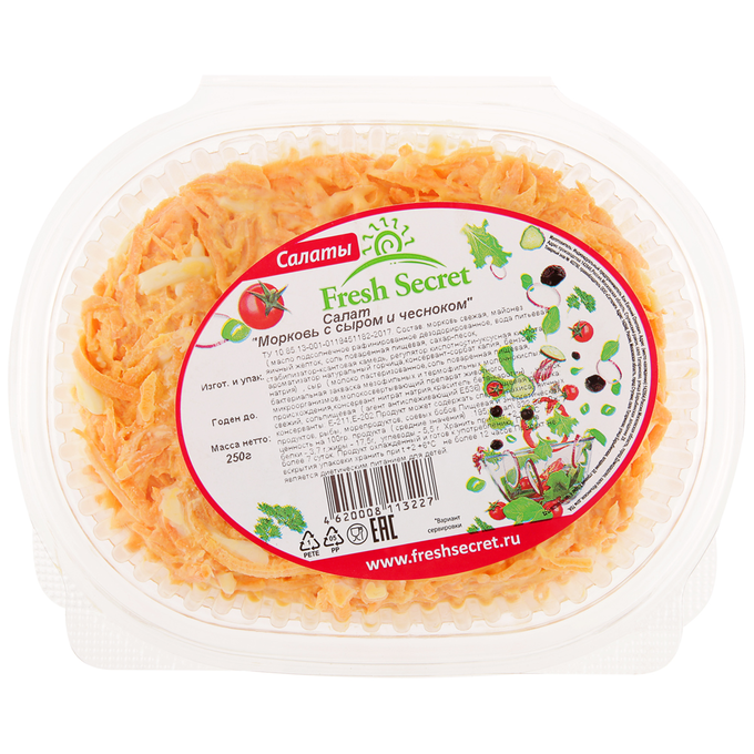 

Салат Fresh Secret Морковь с чесноком и сыром 250 г