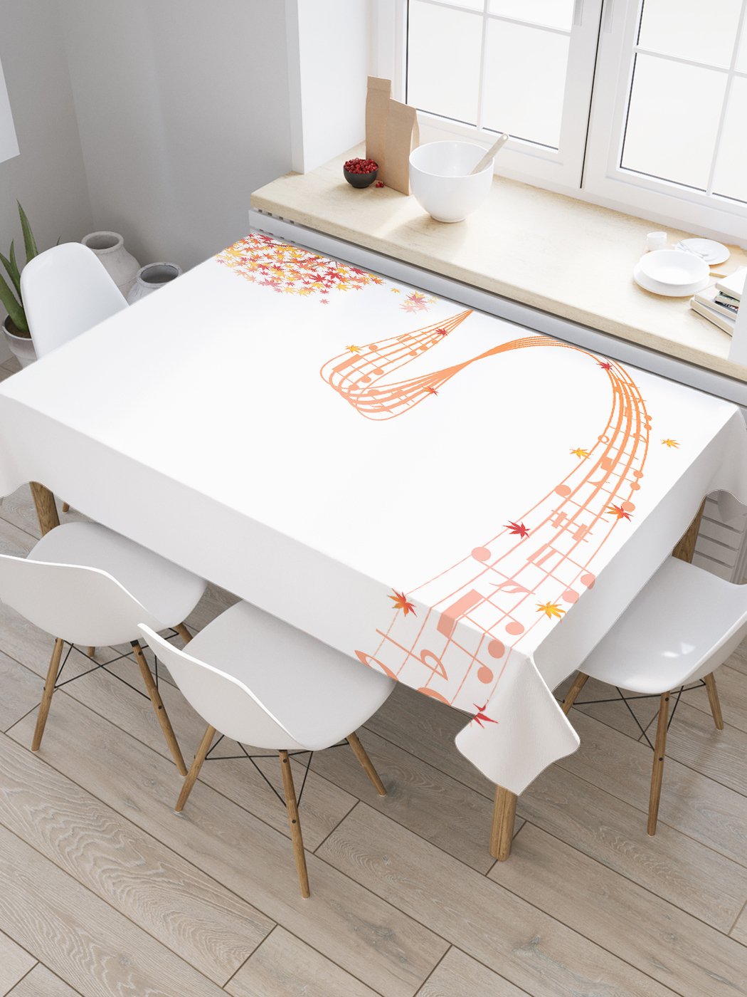 

Скатерть прямоугольная JoyArty "Музыка листопада" из оксфорда, 120x145 см, Белый, Музыка листопада