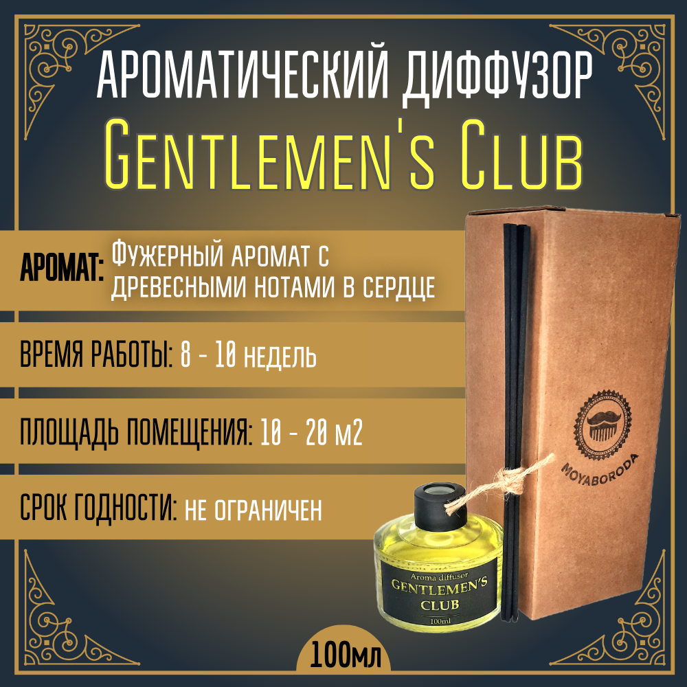 Аромадиффузор MOYABORODA GENTLEMEN'S CLUBфужерный аромат,древесные ноты.100мл