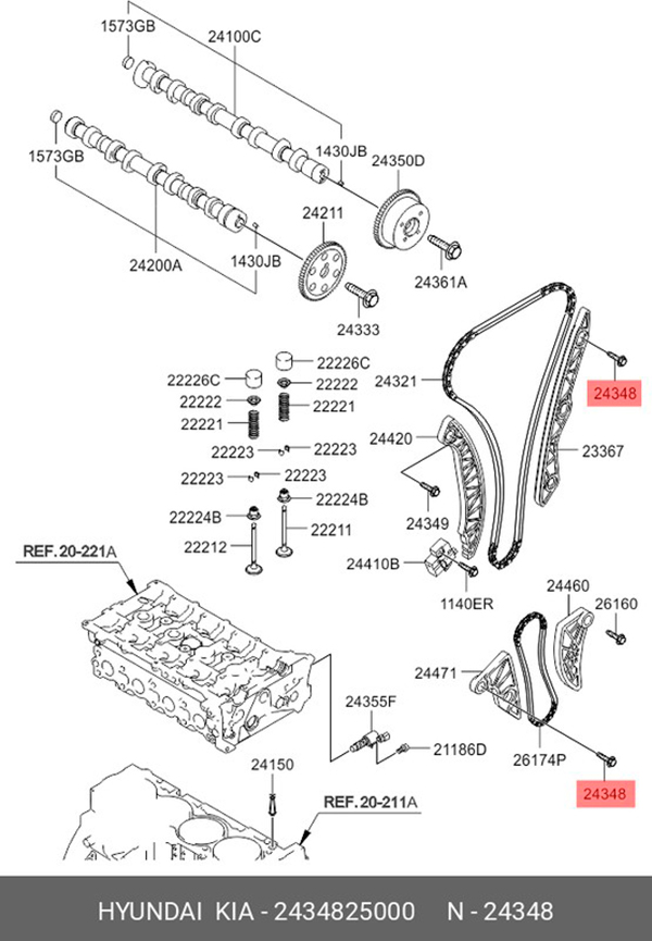 

Болт Hyundai-KIA арт. 24348-25000