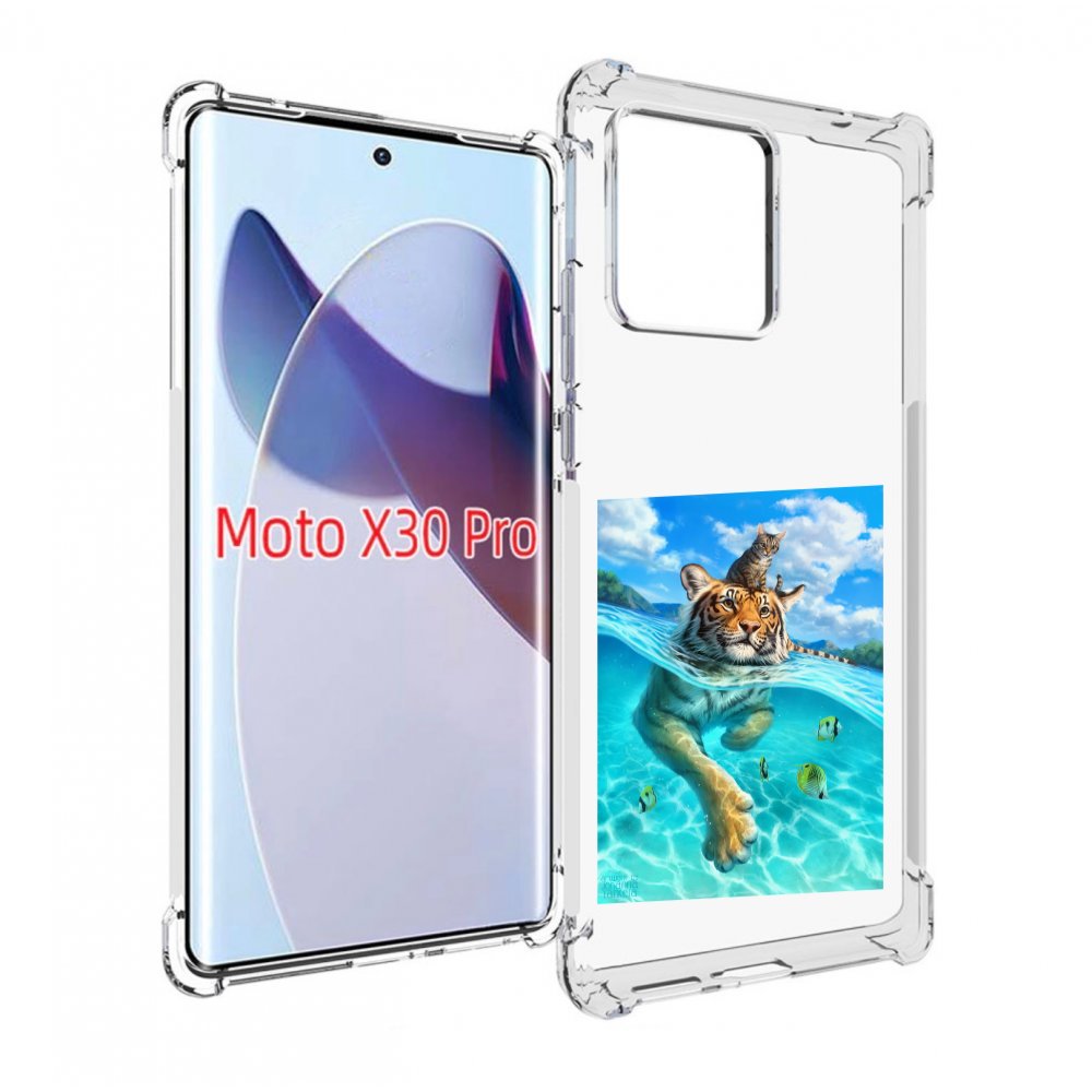 

Чехол MyPads Кот-на-тигре для Motorola Moto X30 Pro, Прозрачный, Tocco