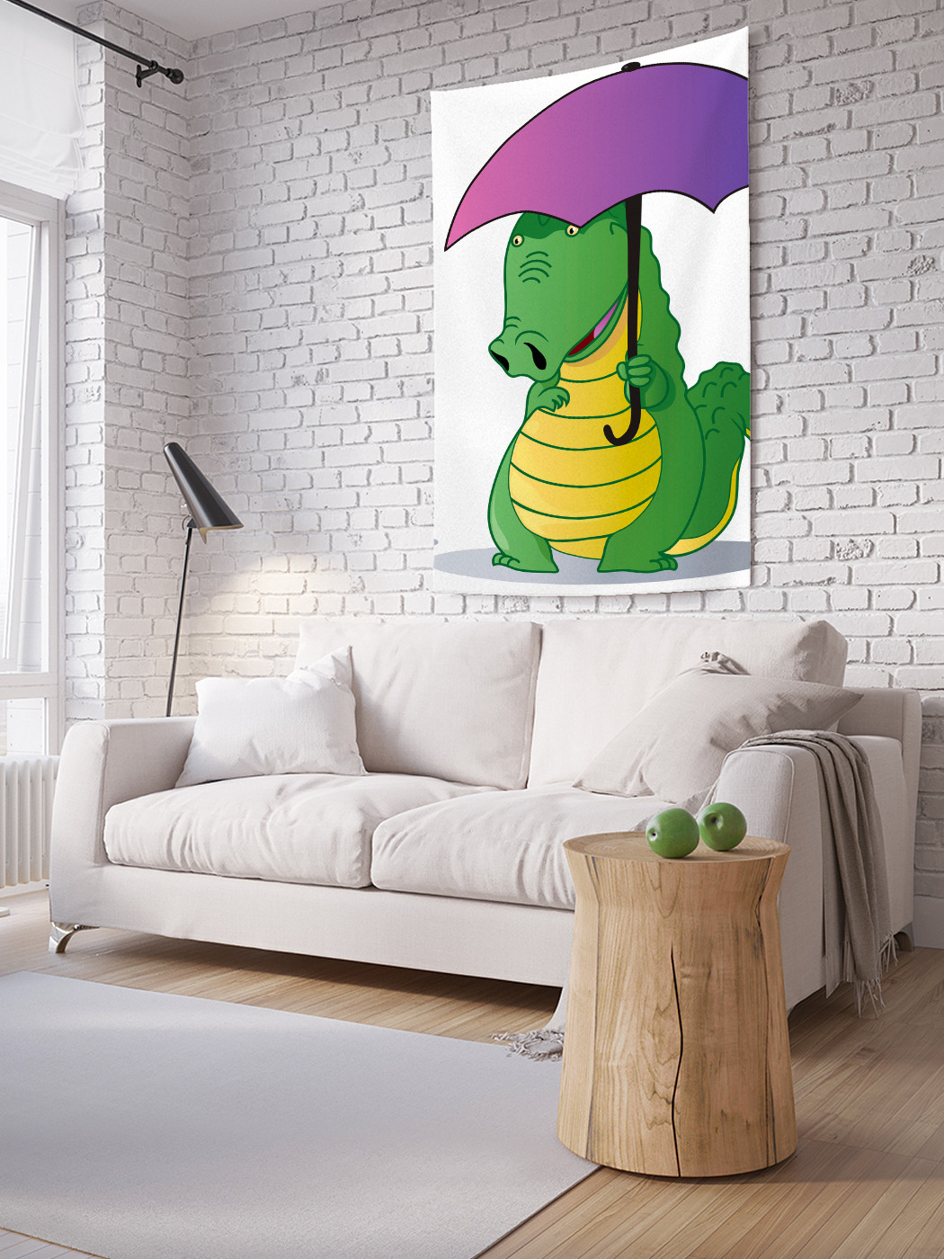 фото Вертикальное фотопанно на стену joyarty крокодил под зонтом 100x150 см