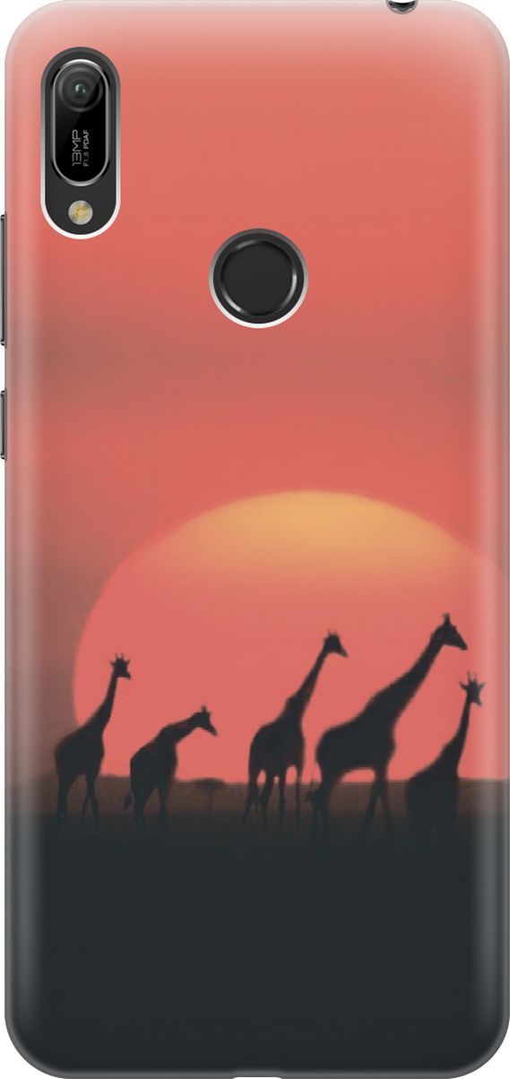 

Чехол на Honor 8A/8A Pro/Huawei Y6 (2019)/Y6 Prime (2019) "Жирафы", Красный, 6027