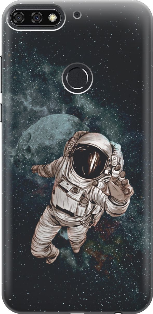 

Чехол на Honor 7C/7A Pro/Huawei Y6 Prime (2018) "Космонавт", Белый;черный, 6002