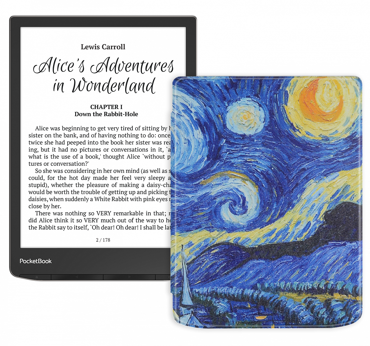 Электронная книга PocketBook 743G InkPad 4 Stardust Silver + обложка ReaderONE Van Gogh