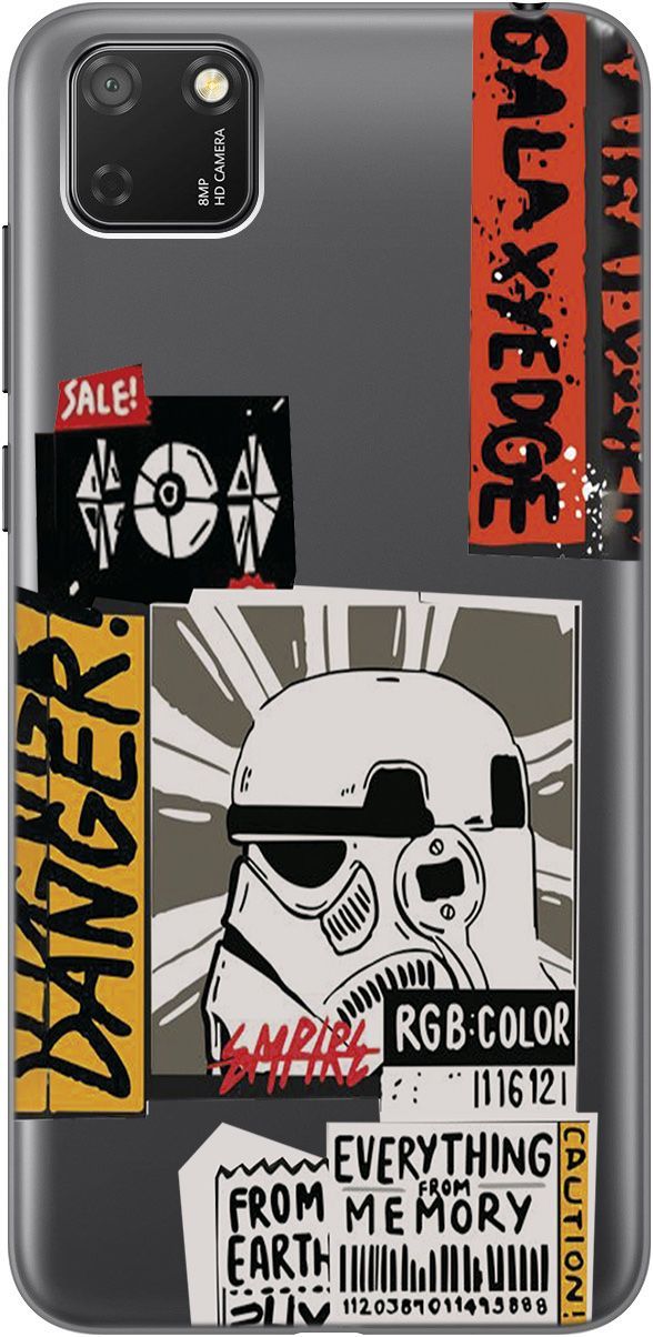 

Чехол на Honor 9S/Huawei Y5P "Stormtrooper Stickers" прозрачный, Прозрачный;белый, 5275
