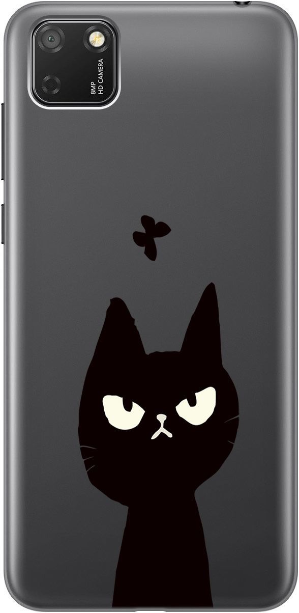 

Чехол на Honor 9S/Huawei Y5P "Disgruntled Cat" прозрачный, Прозрачный;черный, 5275