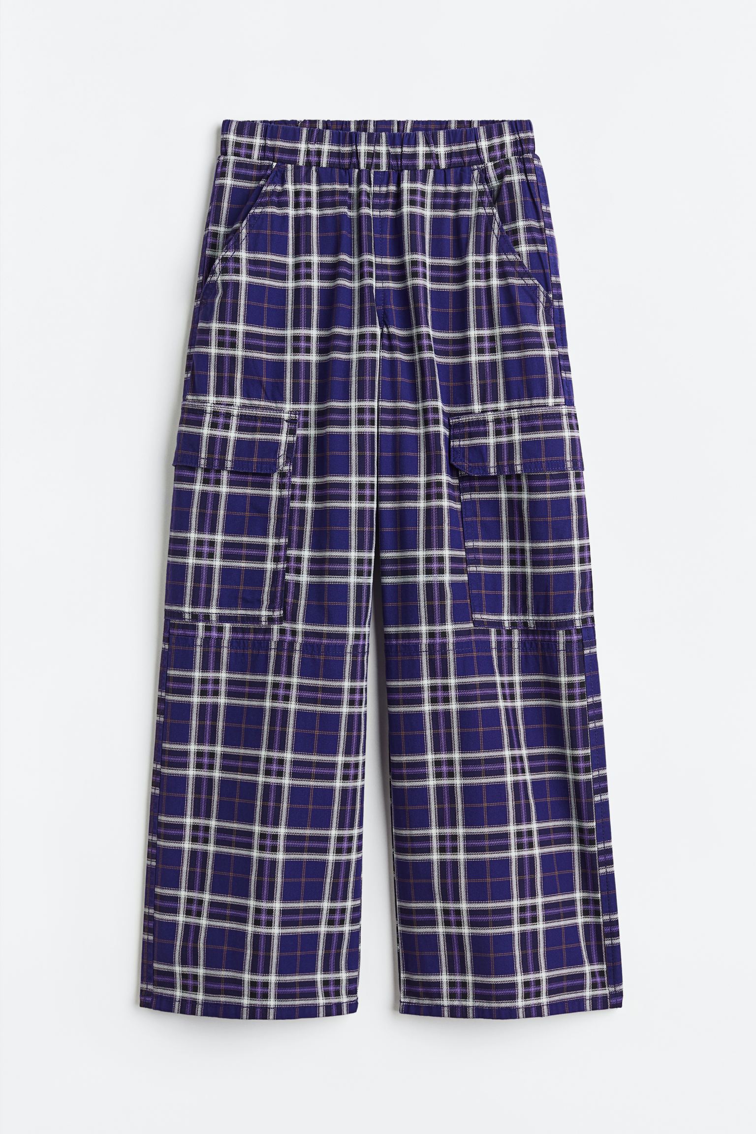 Широкие брюки карго H&M для девочек 164 Темно-фиолетовый/клетчатый (доставка из-за рубежа)