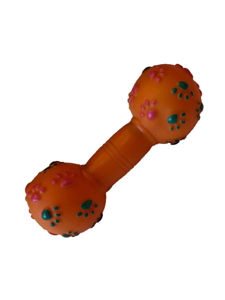 фото Игрушка-пищалка для собак lilli pet dumbbell with paws, оранжевый, 19 см