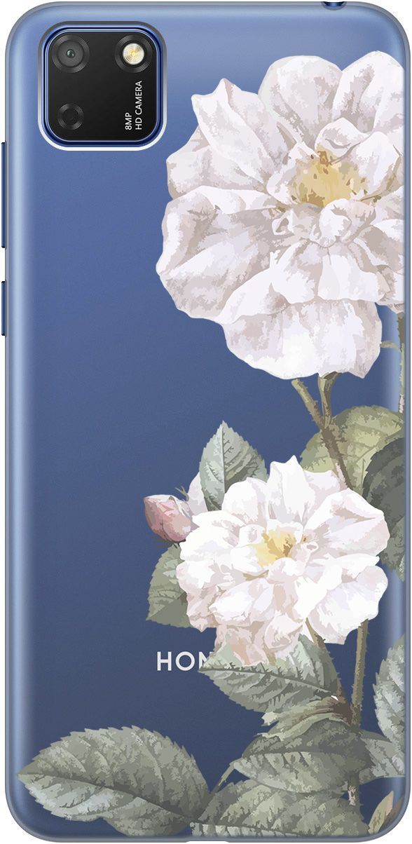 

Чехол на Honor 9S/Huawei Y5P с принтом "White Rose" прозрачный, 5275