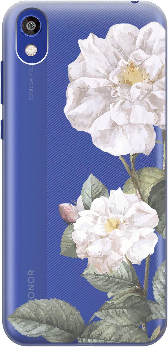 

Чехол на Honor 8S/Huawei Y5 (2019) "White Rose" прозрачный, Прозрачный;черный, 5270