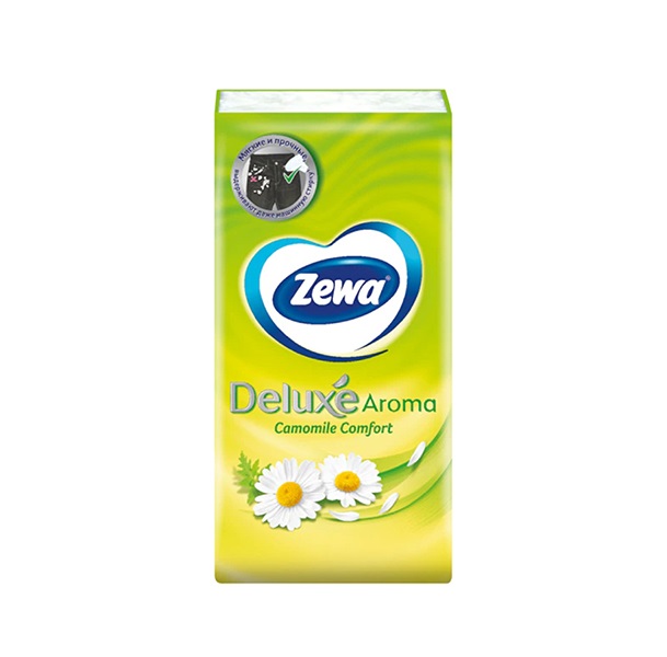 

Носовые платки Zewa Deluxe Camomile трехслойные с ароматом ромашки 10 шт