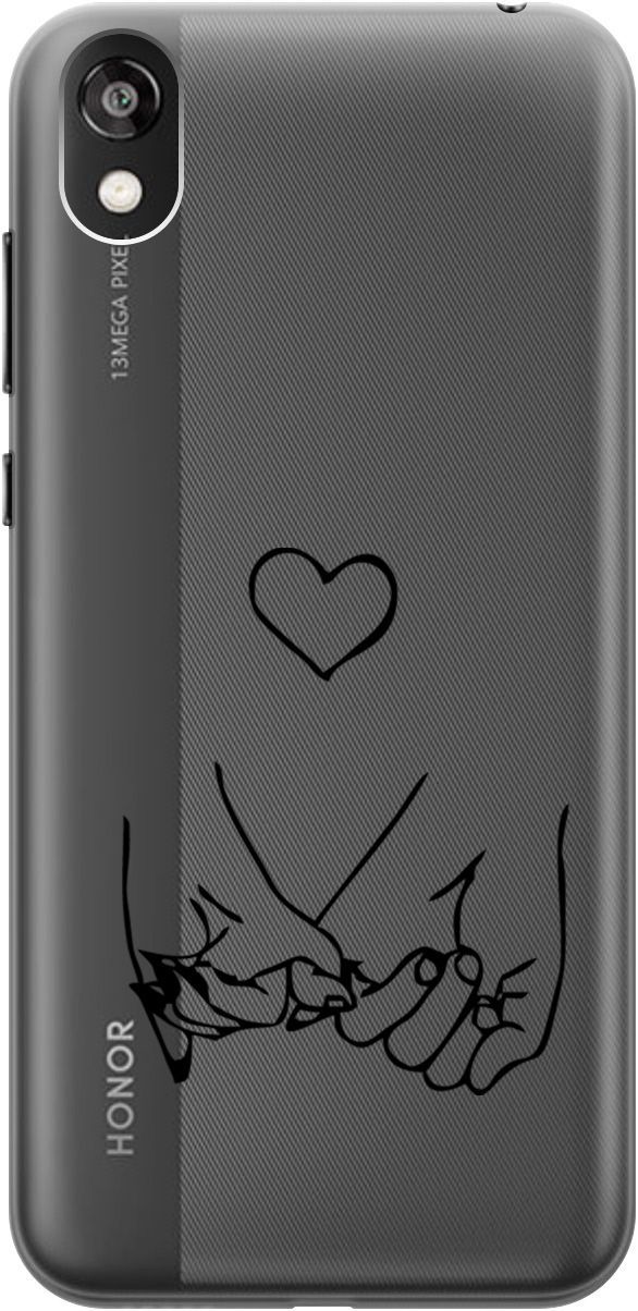 

Чехол на Honor 8S/Huawei Y5 (2019) "Lovers Hands" прозрачный, Прозрачный;черный, 5270