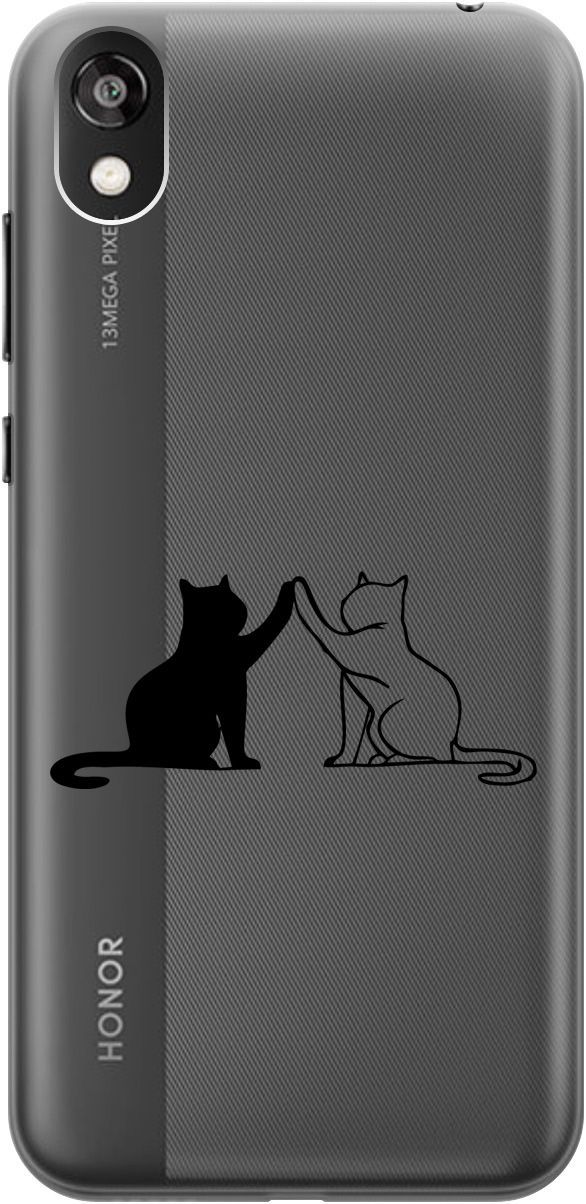 

Чехол на Honor 8S/Huawei Y5 (2019) "Cats" прозрачный, Прозрачный;черный, 5270