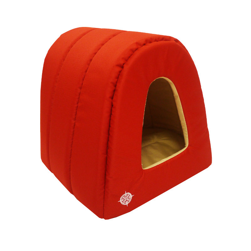 Домик для собак ZooExpress Дом-тоннель Морская, бежевый, красный, 40x34x34см