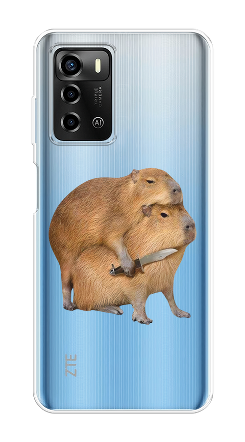 

Чехол на ZTE Blade A72/V40 Vita "Капибара с ножом", Бежевый, 135650-1
